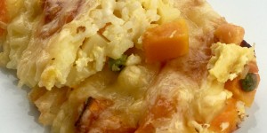 Beitragsbild des Blogbeitrags Reisauflauf mit Kürbis, Erdäpfeln und vieeeeeeel Käse 
