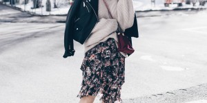 Beitragsbild des Blogbeitrags Winter Outfit mit Rock, Lederjacke und Strickpullover! 