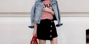 Beitragsbild des Blogbeitrags So kombiniere ich meine Jeansjacke mit Streifenshirt und Button Down Rock!
