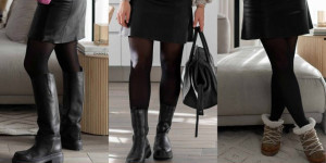 Beitragsbild des Blogbeitrags 3 Winter Outfits: einen schwarzen Lederrock kombinieren 