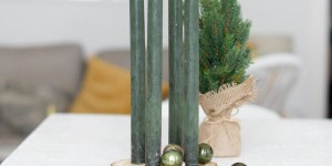 Beitragsbild des Blogbeitrags Minimalistischer DIY Holzscheiben Adventskranz
