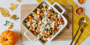 Beitragsbild des Blogbeitrags Kürbis-Auflauf mit Gemüse und Schafskäse: Cook it your way!