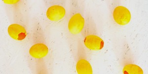 Beitragsbild des Blogbeitrags DIY Ostereier in Gelb: mit Naturfarben