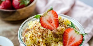 Beitragsbild des Blogbeitrags {Rezept} Veganer Hirsepudding mit Haselnusscreme