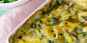 Beitragsbild des Blogbeitrags {Rezept} Veganer Spargel-Kartoffel-Auflauf mit Béchamelsauce 