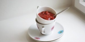Beitragsbild des Blogbeitrags Chiamarmelade mit Erdbeer und Rhabarber | die gar nicht so ungesunde Variante. 