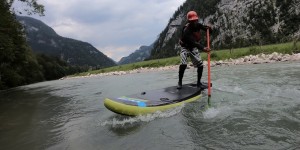 Beitragsbild des Blogbeitrags Wildwasser-SUP im Salzburger Saalachtal 