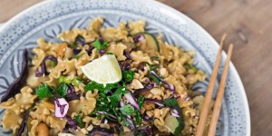 Beitragsbild des Blogbeitrags One-Pot Pasta à la Pad Thai und die Sache mit dem Food Pairing 