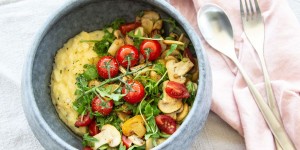 Beitragsbild des Blogbeitrags Home Office Lunch: Polenta with mushrooms and tomatoes