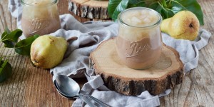 Beitragsbild des Blogbeitrags Nougatmousse mit Birnenkompott