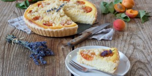 Beitragsbild des Blogbeitrags Marillentarte mit Ricotta und Lavendel 