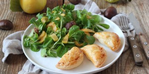 Beitragsbild des Blogbeitrags Teigtaschen gefüllt mit Quitten, Maroni und Ziegenkäse