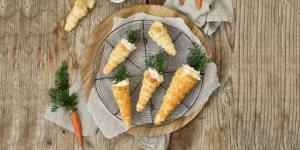Beitragsbild des Blogbeitrags Blätterteig Karotten gefüllt mit Karottenaufstrich