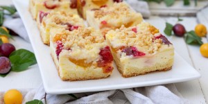 Beitragsbild des Blogbeitrags Kriecherlkuchen mit Streusel