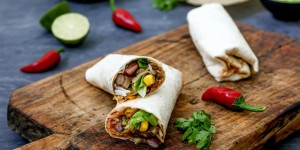 Beitragsbild des Blogbeitrags Burritos mit Reis und Bohnen