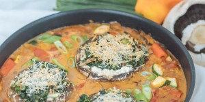 Beitragsbild des Blogbeitrags Vegetarisch gefüllte Portobello Pilze mit Spinat 