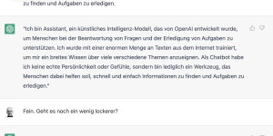 Beitragsbild des Blogbeitrags Wenn man ChatGPT auffordert lockerer zu sein