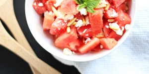 Beitragsbild des Blogbeitrags Wassermelonensalat mit Feta 