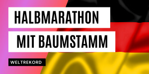 Beitragsbild des Blogbeitrags Beeindruckender Weltrekord: Halbmarathon mit Baumstamm!
