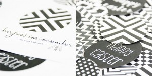 Beitragsbild des Blogbeitrags {DIY} Geometrische Deko-Eier aus Papier in black & white – free printable 