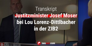 Beitragsbild des Blogbeitrags Transkript: Josef Moser (Justizminister) bei Lou Lorenz-Dittlbacher in der ZIB2 