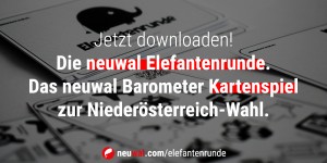 Beitragsbild des Blogbeitrags Das Kartenspiel neuwal Elefantenrunde zur Niederösterreich-Wahl als Print’n’Play downloaden!