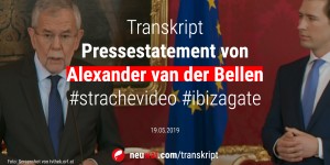 Beitragsbild des Blogbeitrags Transkript: Pressestatement Alexander van der Bellen zum #strachevideo 