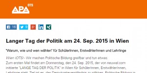 Beitragsbild des Blogbeitrags Presseaussendung: LANGER TAG DER POLITIK Wien 2015