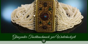 Beitragsbild des Blogbeitrags Glänzender Trachtenschmuck zur Winterhochzeit 