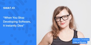 Beitragsbild des Blogbeitrags Barbara Ondrisek, Like a Hipster: “When You Stop Developing Software, It Instantly Dies”