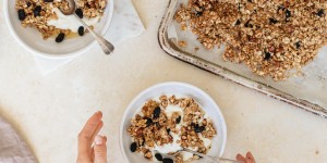 Beitragsbild des Blogbeitrags Haselnussgranola mit Maulbeeren & ein kleines Lebenszeichen 