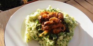 Beitragsbild des Blogbeitrags Weinbergschnecken mit Kochsalat und Erdäpfelkräuterpüree 