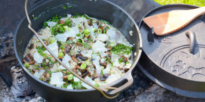 Beitragsbild des Blogbeitrags Pilzrisotto Rezept aus dem Dutch Oven