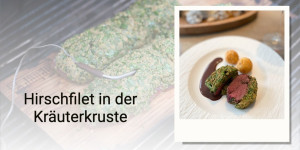 Beitragsbild des Blogbeitrags Hirschfilet mit Kräuterkruste und Schokosauce
