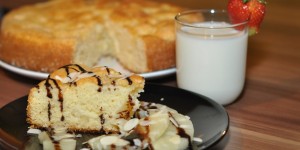 Beitragsbild des Blogbeitrags saftiger Obstkuchen aus der Heißluftfritteuse