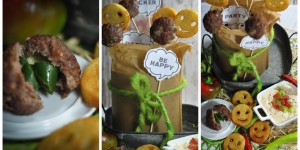 Beitragsbild des Blogbeitrags gefüllte Beef Balls mit Kartoffel Smiles – ein Partyklassiker