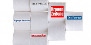 Beitragsbild des Blogbeitrags Rollenzeitung – Zeitung auf Klopapier – Nur Krone und Österreich scheißen drauf