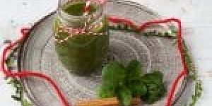 Beitragsbild des Blogbeitrags Apfel-Smoothie mit Römersalat, Chia-Samen & Zimt